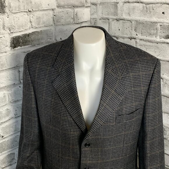 Vintage Union Made Oscar De La Renta Houndstooth Wool Blazer Sport Coat - Picture 2 of 16